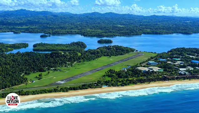 Aerial view of Koggala Lake and its wartime airstrip