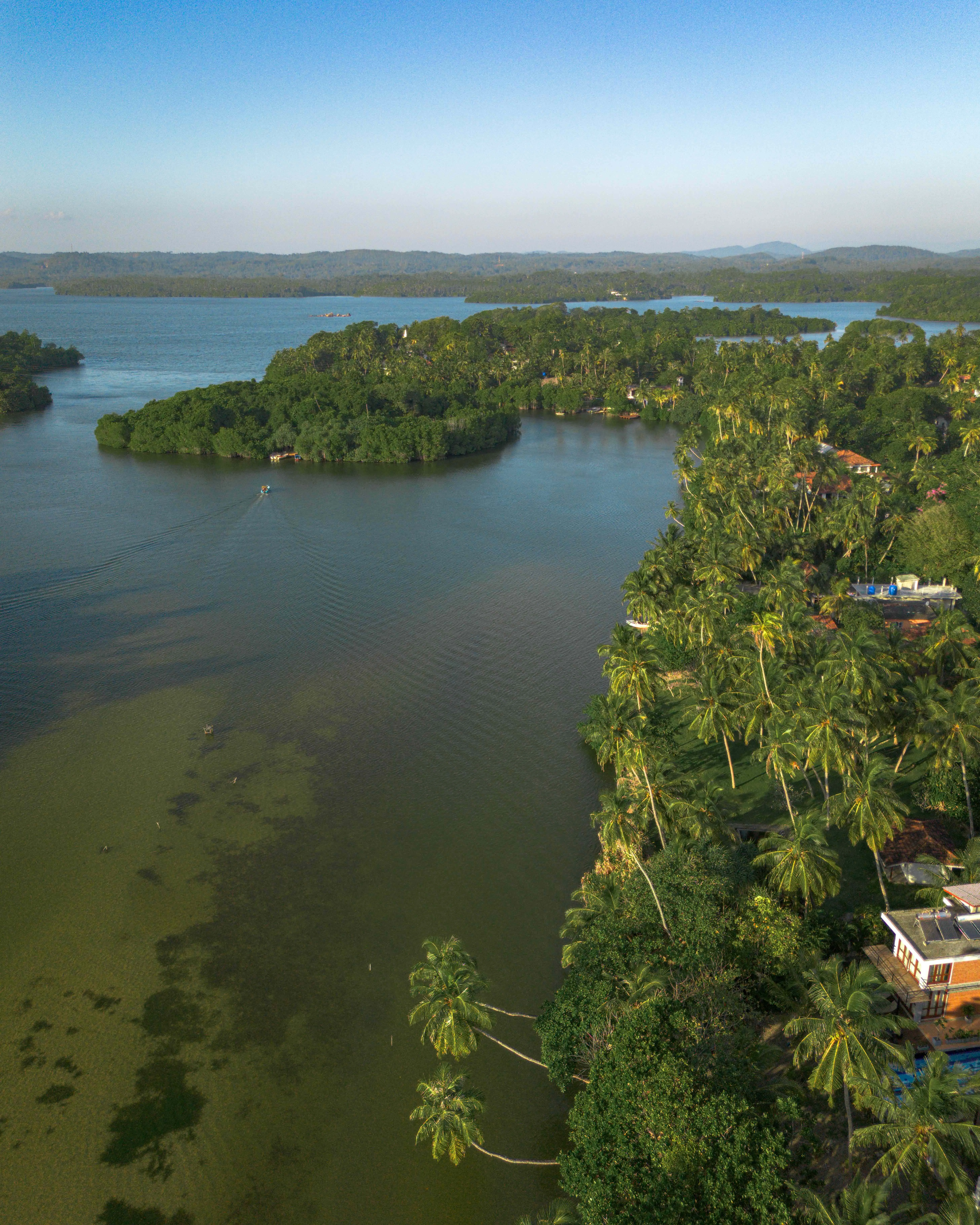 Aerial view over Koggala Lake